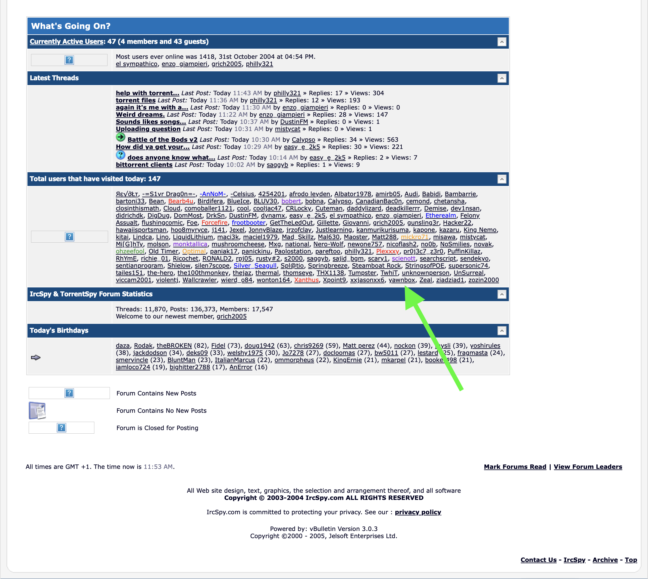 ircspy forums yawnbox activity