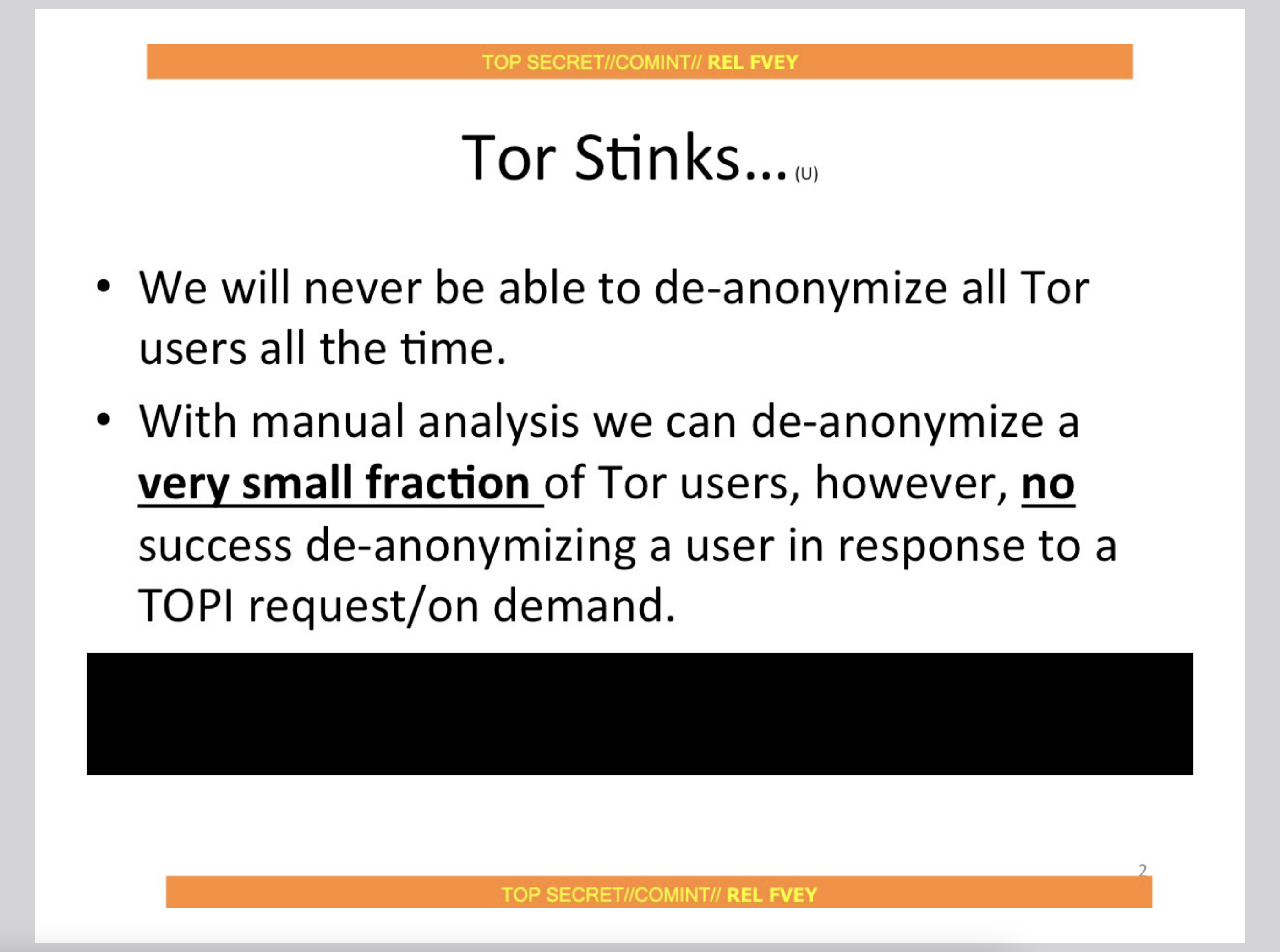 NSA: Tor Stinks